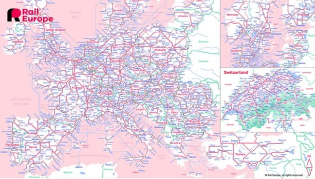 europe rails map הזמנת כרטיסי רכבת בחול